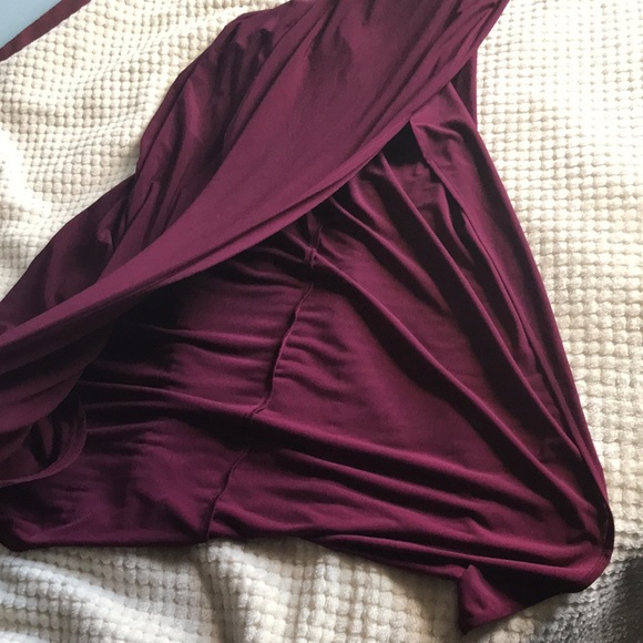 R&M Richards Merlot v- neck gown shoulder out Size 12 Brand New never worn - Picture 10 of 11